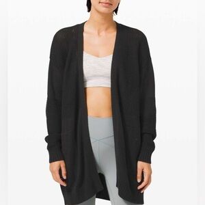 Lululemon Easy Embrace Wrap Sweater. Black. Chunky knit cardigan